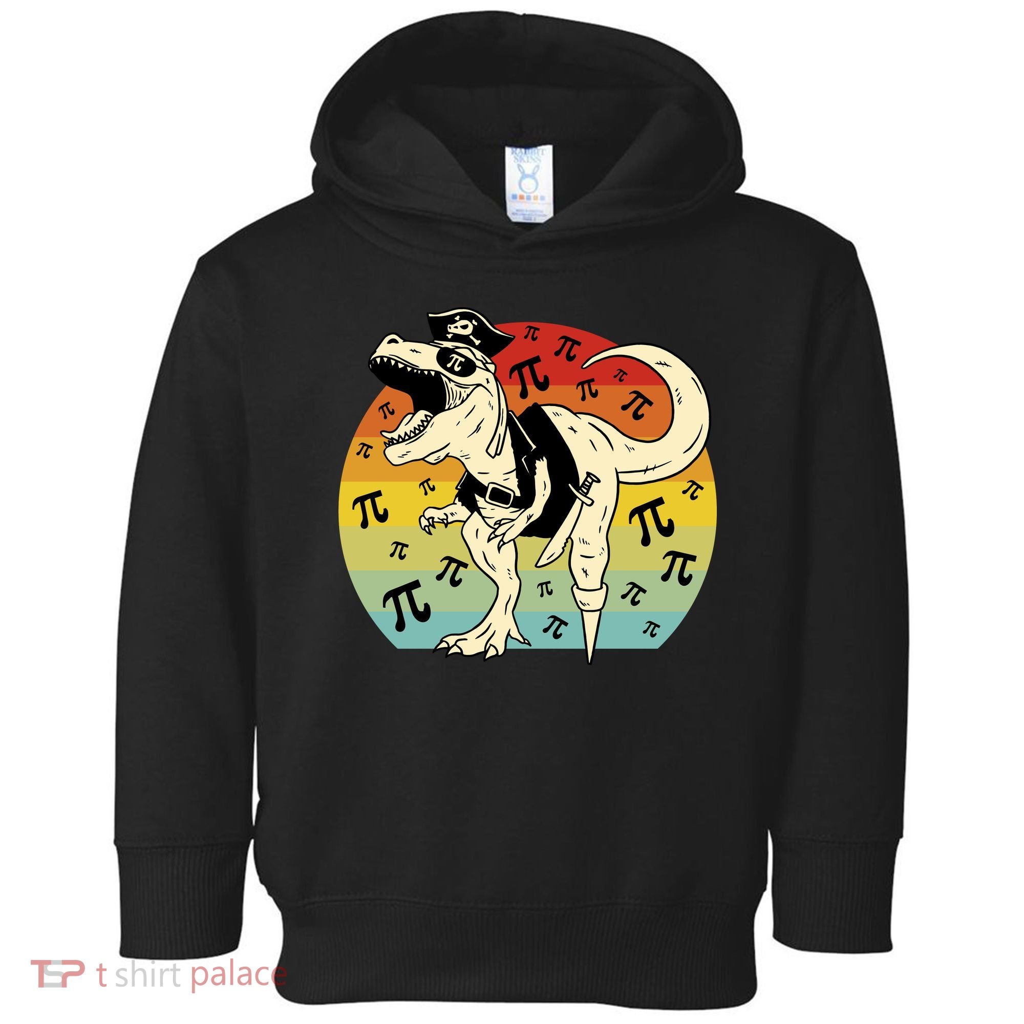Pirate Dinosaur Retro Sunset Pi Day Toddler Hoodie