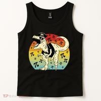 Pirate Dinosaur Retro Sunset Pi Day Tank Top thumb 2