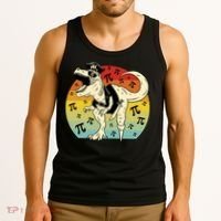 Pirate Dinosaur Retro Sunset Pi Day Tank Top thumb 3