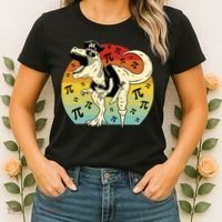 Pirate Dinosaur Retro Sunset Pi Day Women's T-Shirt thumb 2