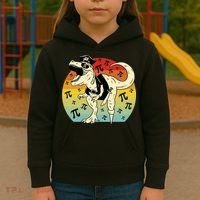 Pirate Dinosaur Retro Sunset Pi Day Kids Hoodie thumb 3