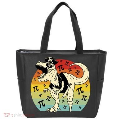Pirate Dinosaur Retro Sunset Pi Day Tote Bag