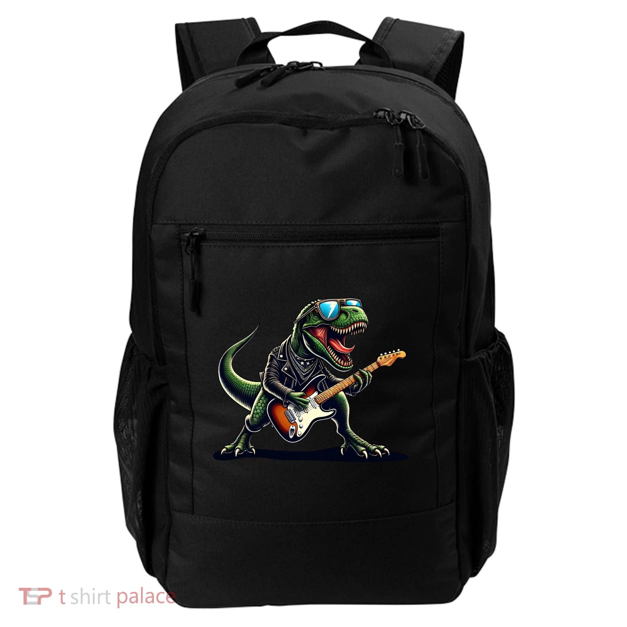 Punk Dinosaur RockN Roll Goth Dino Funny Guitar Band Great Gift Backpack