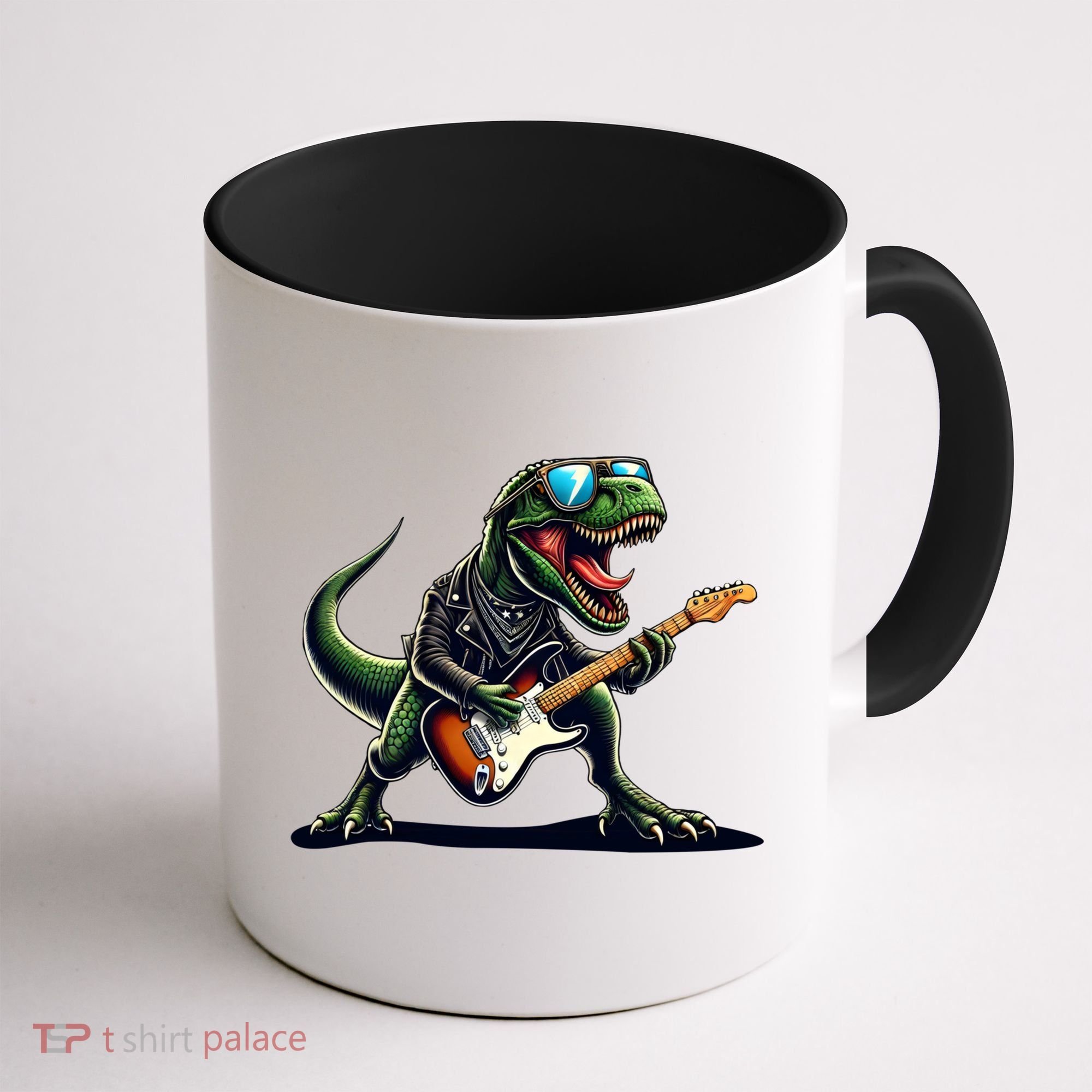 Punk Dinosaur RockN Roll Goth Dino Funny Guitar Band Great Gift Coffee Mug