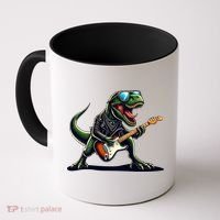Punk Dinosaur RockN Roll Goth Dino Funny Guitar Band Great Gift Coffee Mug thumb 0