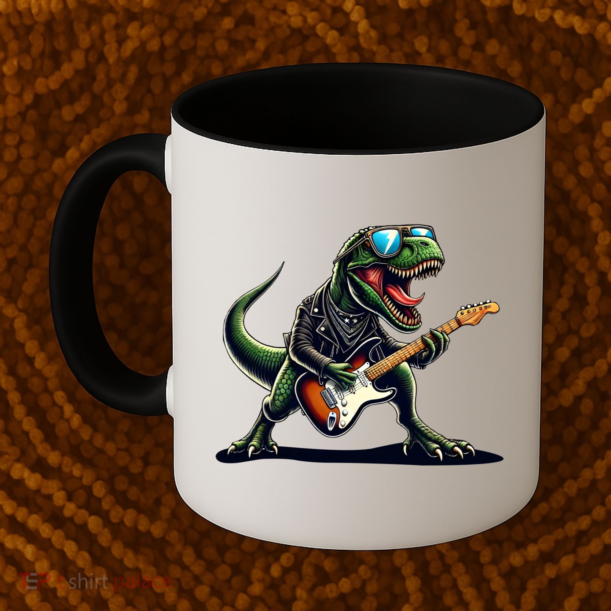 Punk Dinosaur RockN Roll Goth Dino Funny Guitar Band Great Gift Coffee Mug