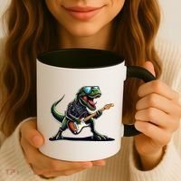 Punk Dinosaur RockN Roll Goth Dino Funny Guitar Band Great Gift Coffee Mug thumb 3