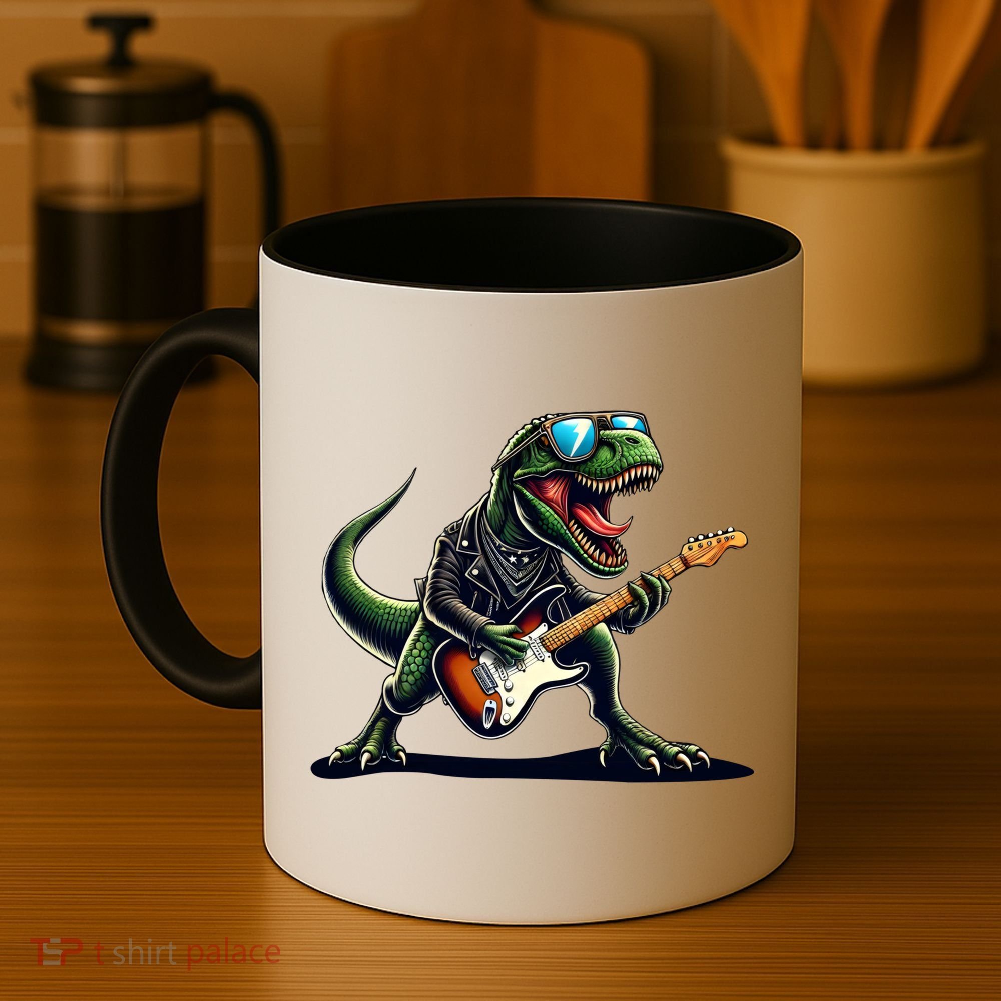 Punk Dinosaur RockN Roll Goth Dino Funny Guitar Band Great Gift Coffee Mug