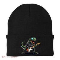 Punk Dinosaur RockN Roll Goth Dino Funny Guitar Band Great Gift Beanie thumb 0