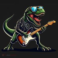 Punk Dinosaur RockN Roll Goth Dino Funny Guitar Band Great Gift Women's Hoodie thumb 2
