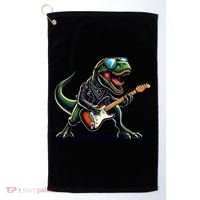 Punk Dinosaur RockN Roll Goth Dino Funny Guitar Band Great Gift Golf Towel thumb 0