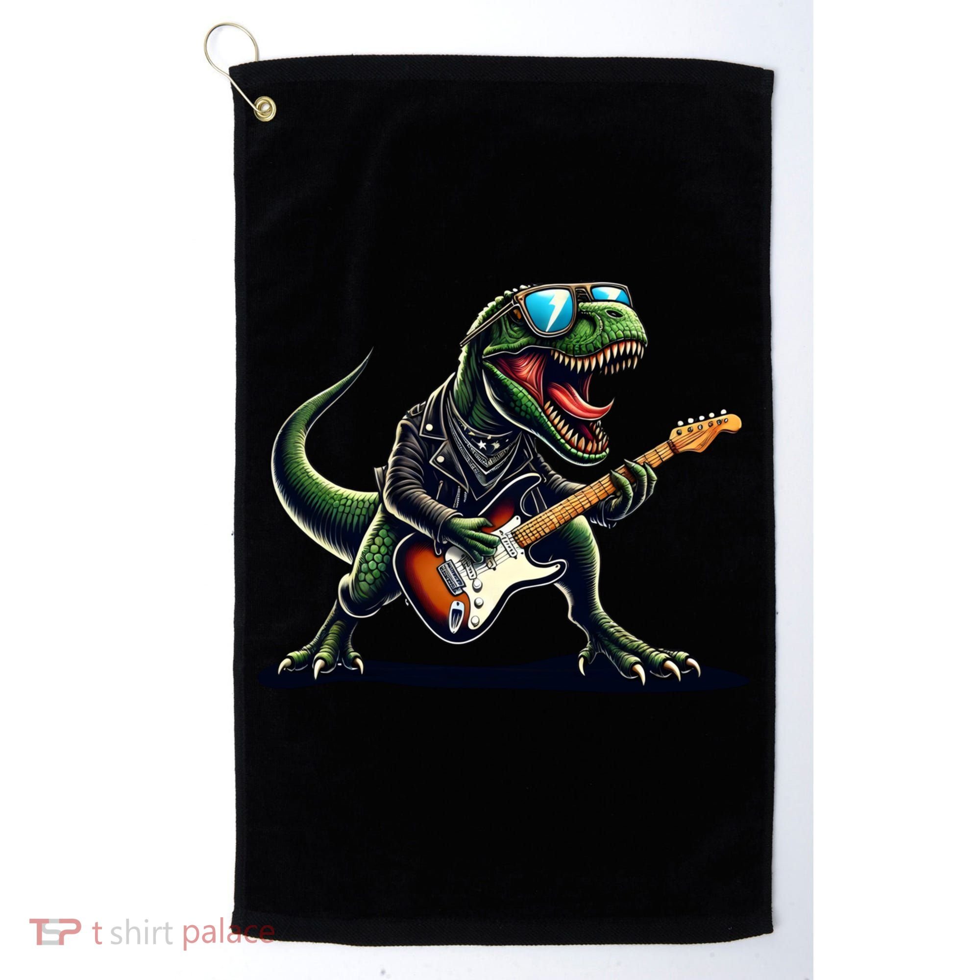 Punk Dinosaur RockN Roll Goth Dino Funny Guitar Band Great Gift Golf Towel