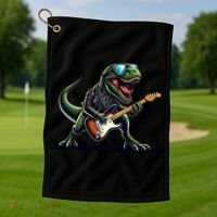 Punk Dinosaur RockN Roll Goth Dino Funny Guitar Band Great Gift Golf Towel thumb 1