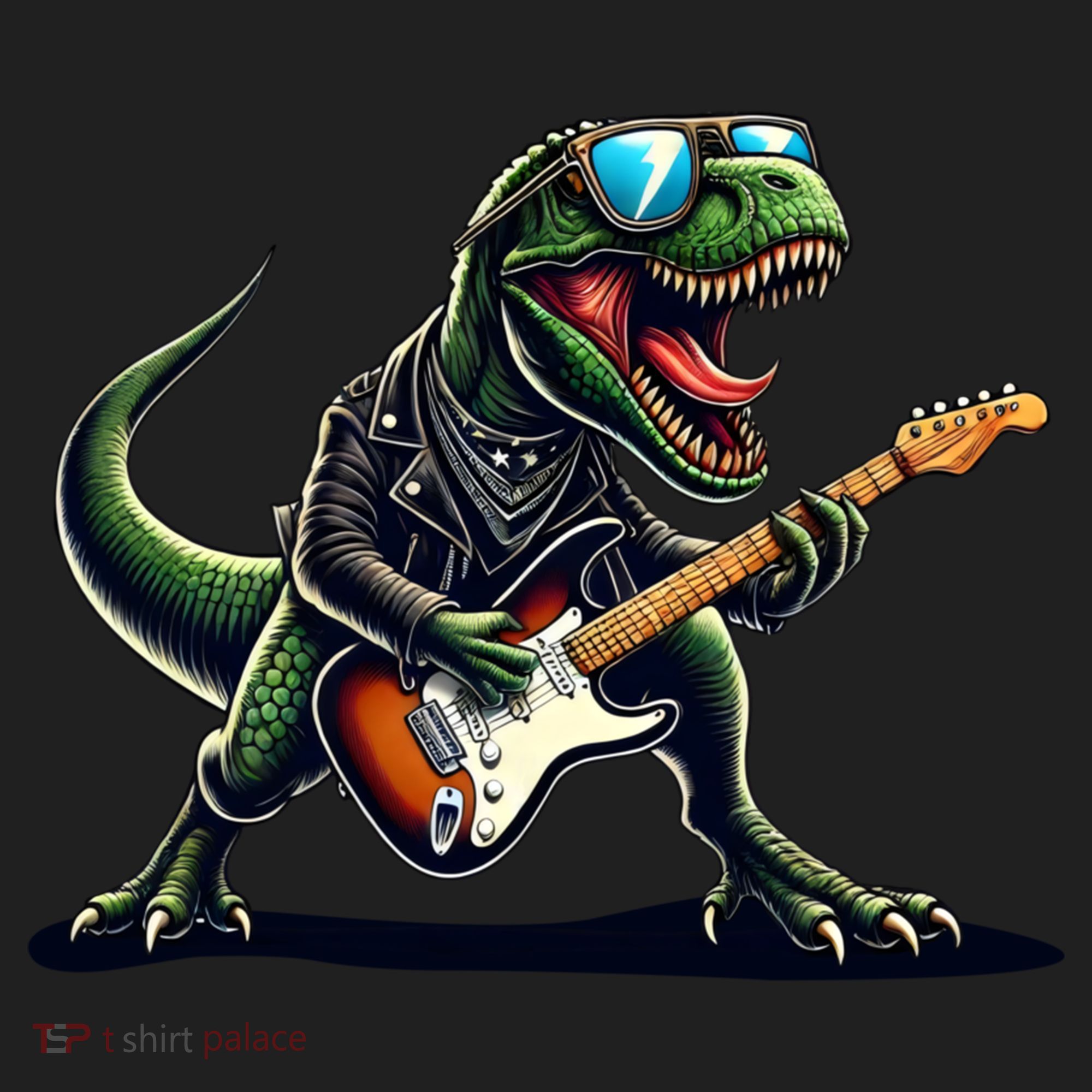 Punk Dinosaur RockN Roll Goth Dino Funny Guitar Band Great Gift Golf Towel