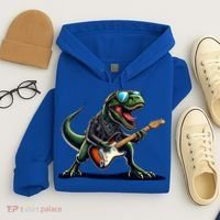 Punk Dinosaur RockN Roll Goth Dino Funny Guitar Band Great Gift Hoodie thumb 4