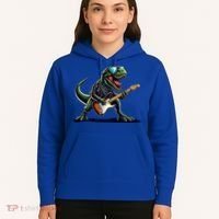 Punk Dinosaur RockN Roll Goth Dino Funny Guitar Band Great Gift Hoodie thumb 5