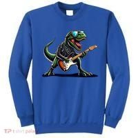 Punk Dinosaur RockN Roll Goth Dino Funny Guitar Band Great Gift Sweatshirt thumb 0
