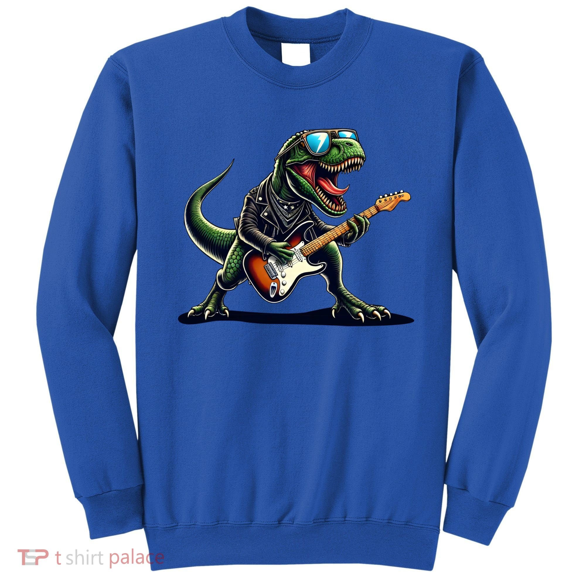 Punk Dinosaur RockN Roll Goth Dino Funny Guitar Band Great Gift Sweatshirt