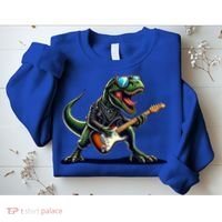 Punk Dinosaur RockN Roll Goth Dino Funny Guitar Band Great Gift Sweatshirt thumb 2