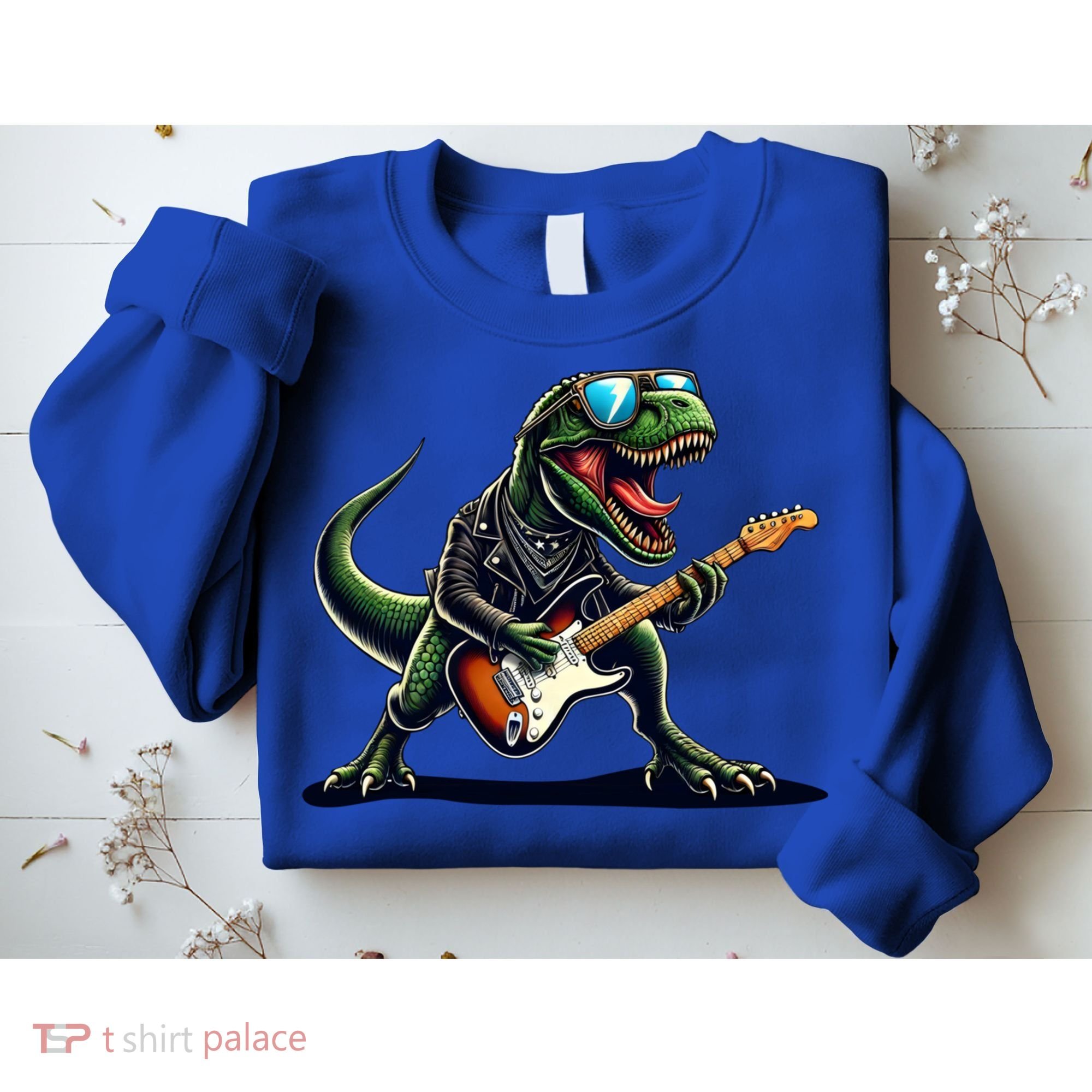 Punk Dinosaur RockN Roll Goth Dino Funny Guitar Band Great Gift Sweatshirt
