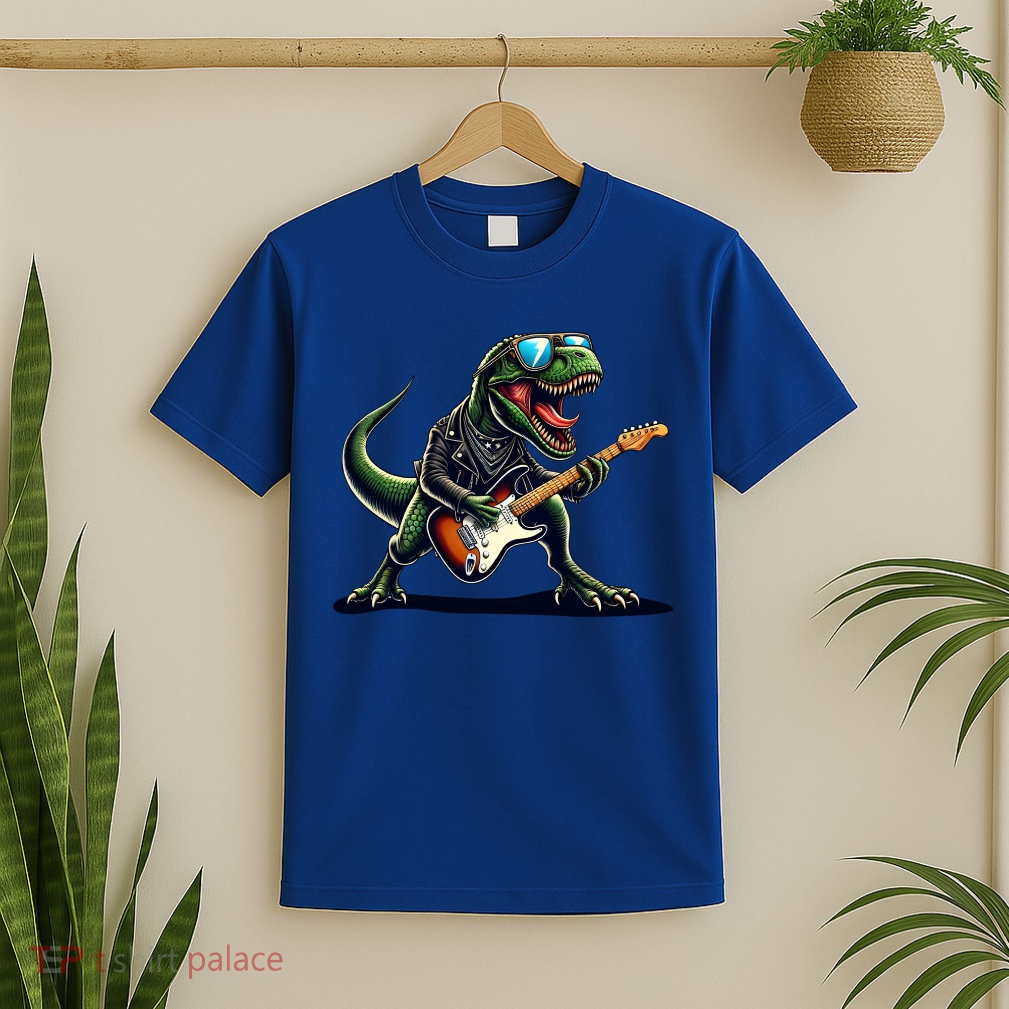 Punk Dinosaur RockN Roll Goth Dino Funny Guitar Band Great Gift T-Shirt