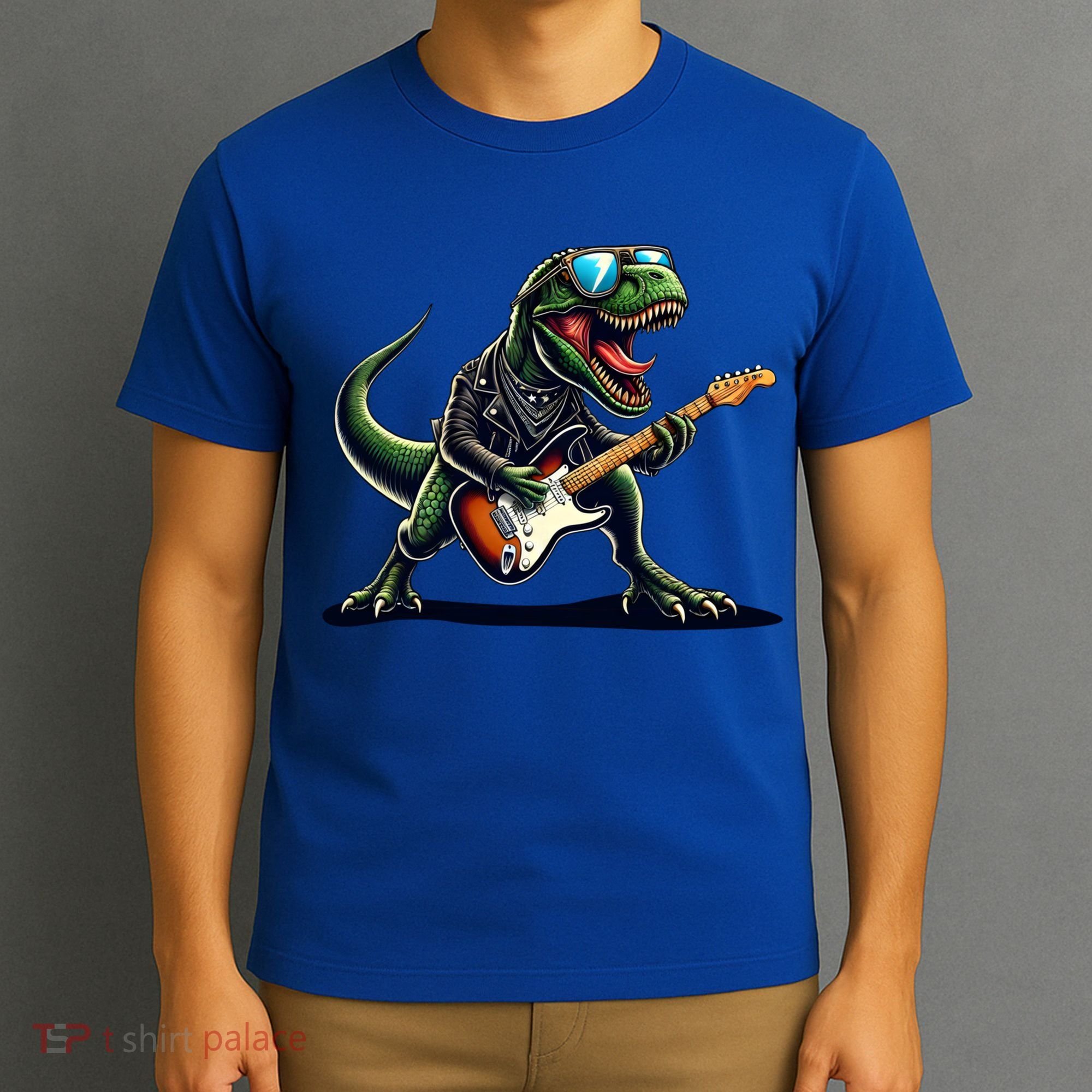 Punk Dinosaur RockN Roll Goth Dino Funny Guitar Band Great Gift T-Shirt