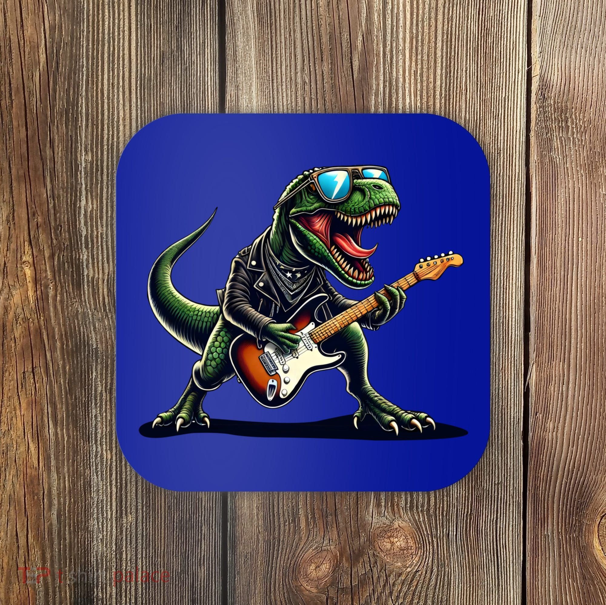 Punk Dinosaur RockN Roll Goth Dino Funny Guitar Band Great Gift Coaster