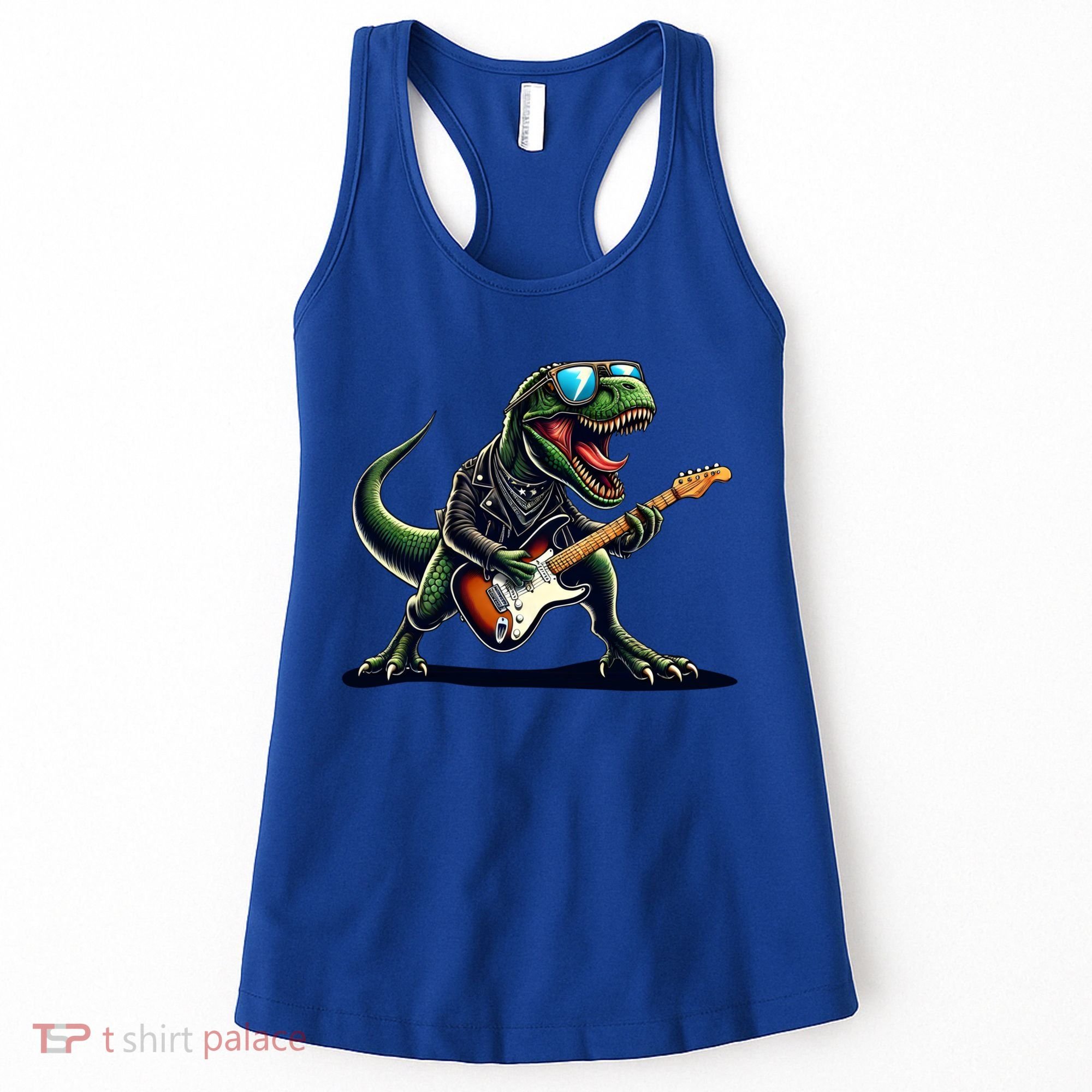 Punk Dinosaur RockN Roll Goth Dino Funny Guitar Band Great Gift Women's Tank Top