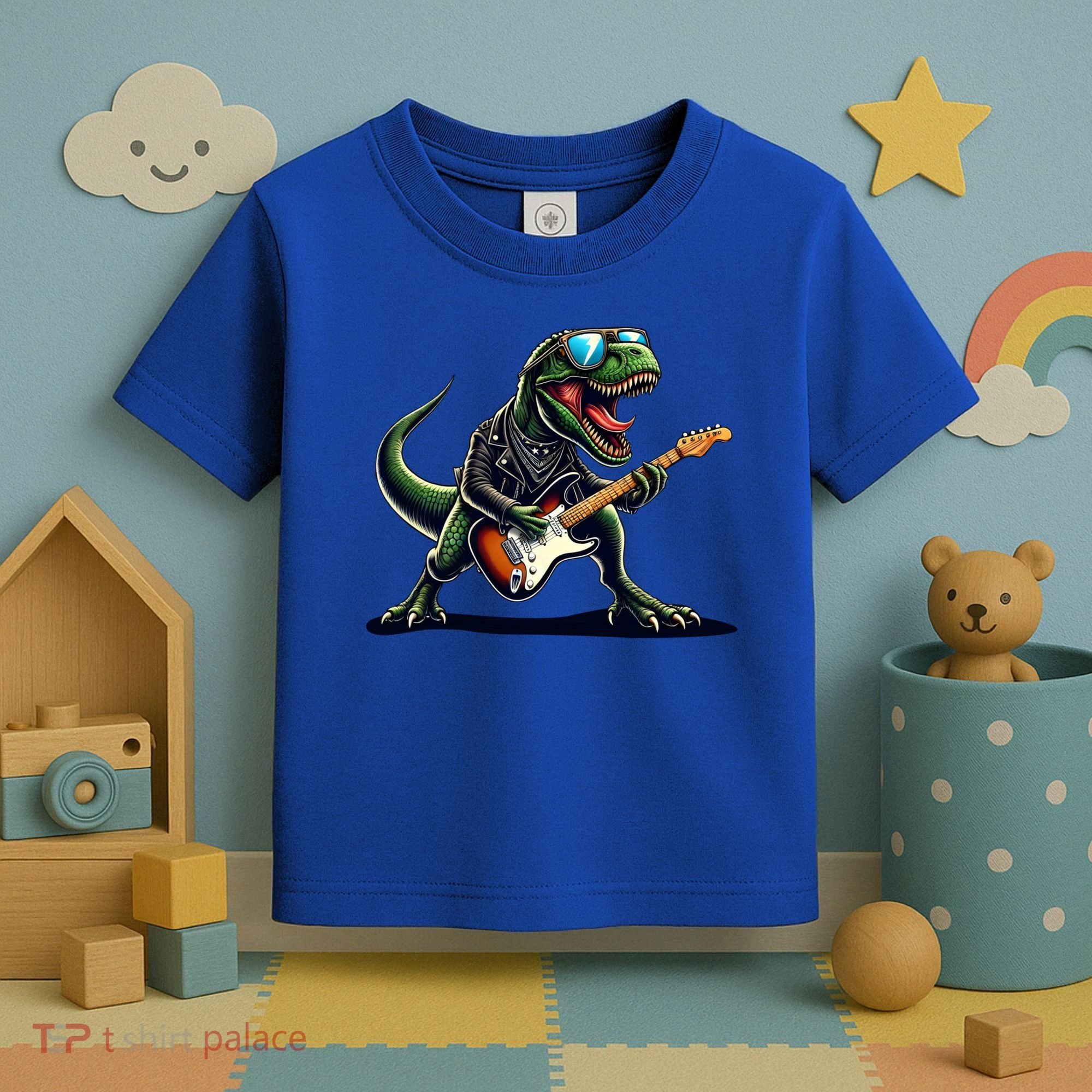 Punk Dinosaur RockN Roll Goth Dino Funny Guitar Band Great Gift Toddler T-Shirt
