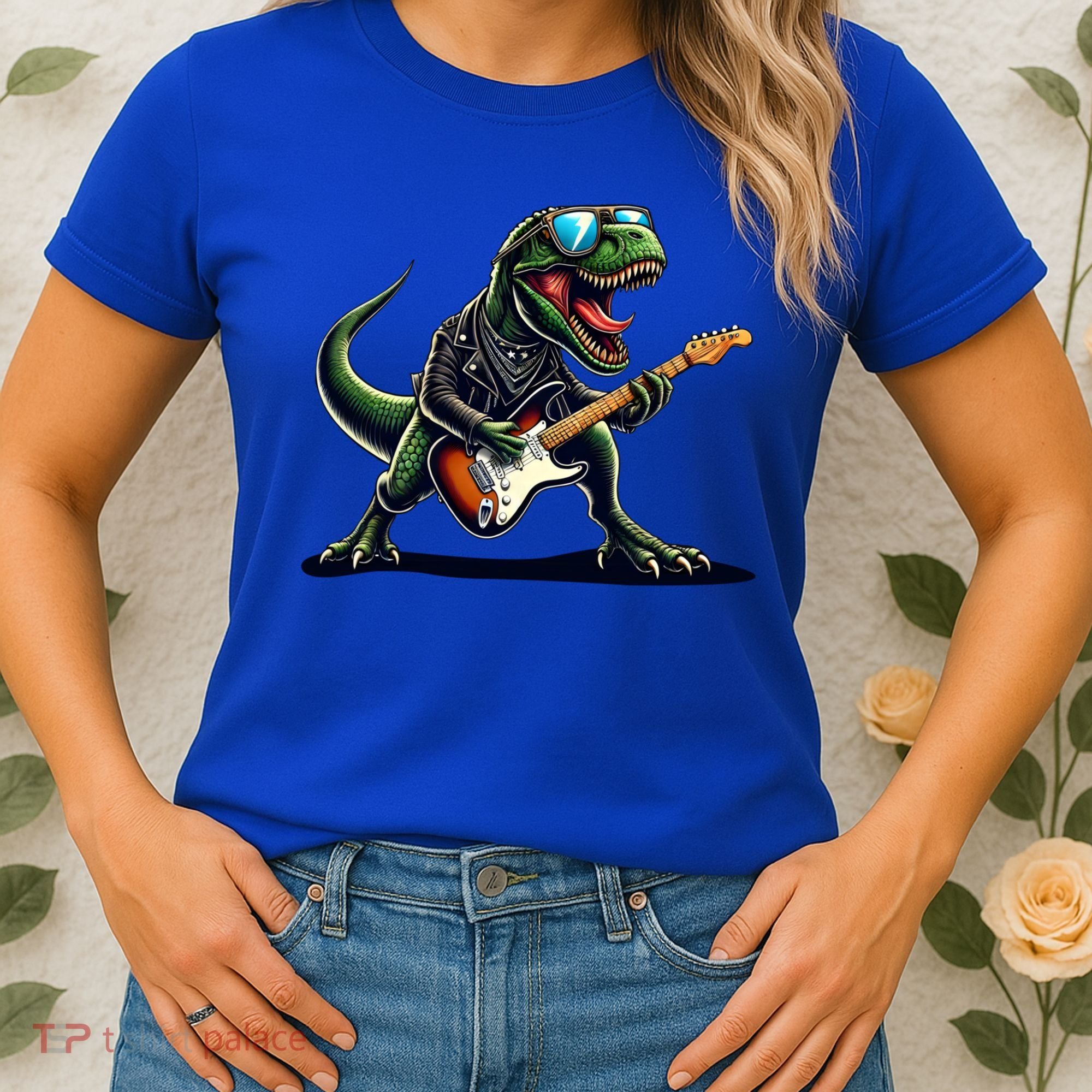 Punk Dinosaur RockN Roll Goth Dino Funny Guitar Band Great Gift Women's T-Shirt