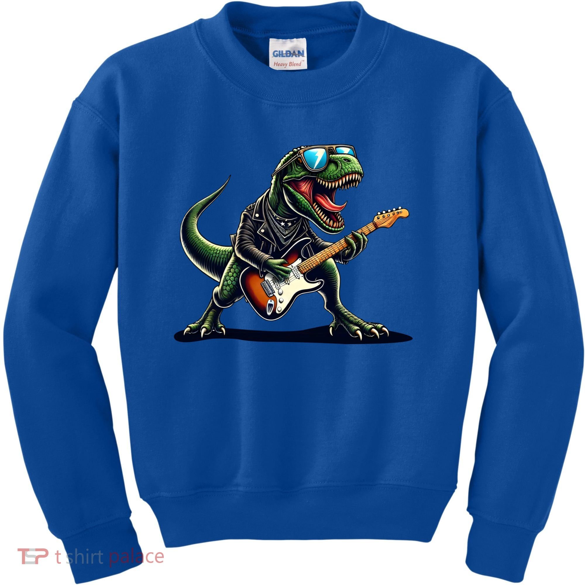Punk Dinosaur RockN Roll Goth Dino Funny Guitar Band Great Gift Kids Sweatshirt