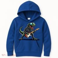 Punk Dinosaur RockN Roll Goth Dino Funny Guitar Band Great Gift Kids Hoodie thumb 0