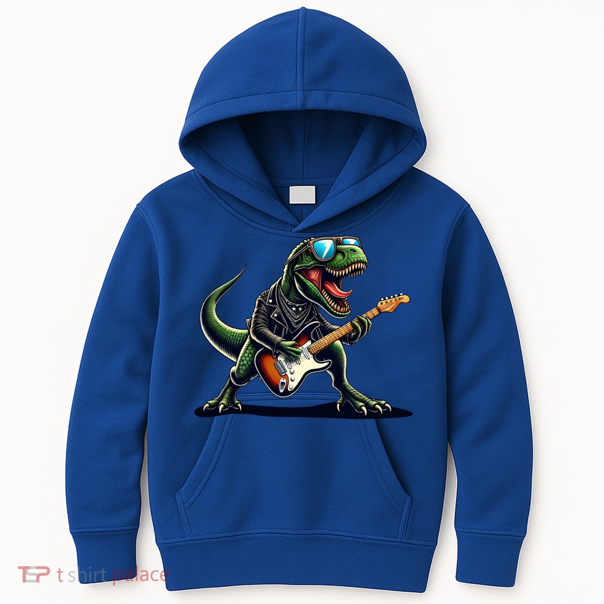 Punk Dinosaur RockN Roll Goth Dino Funny Guitar Band Great Gift Kids Hoodie