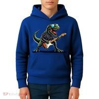 Punk Dinosaur RockN Roll Goth Dino Funny Guitar Band Great Gift Kids Hoodie thumb 4