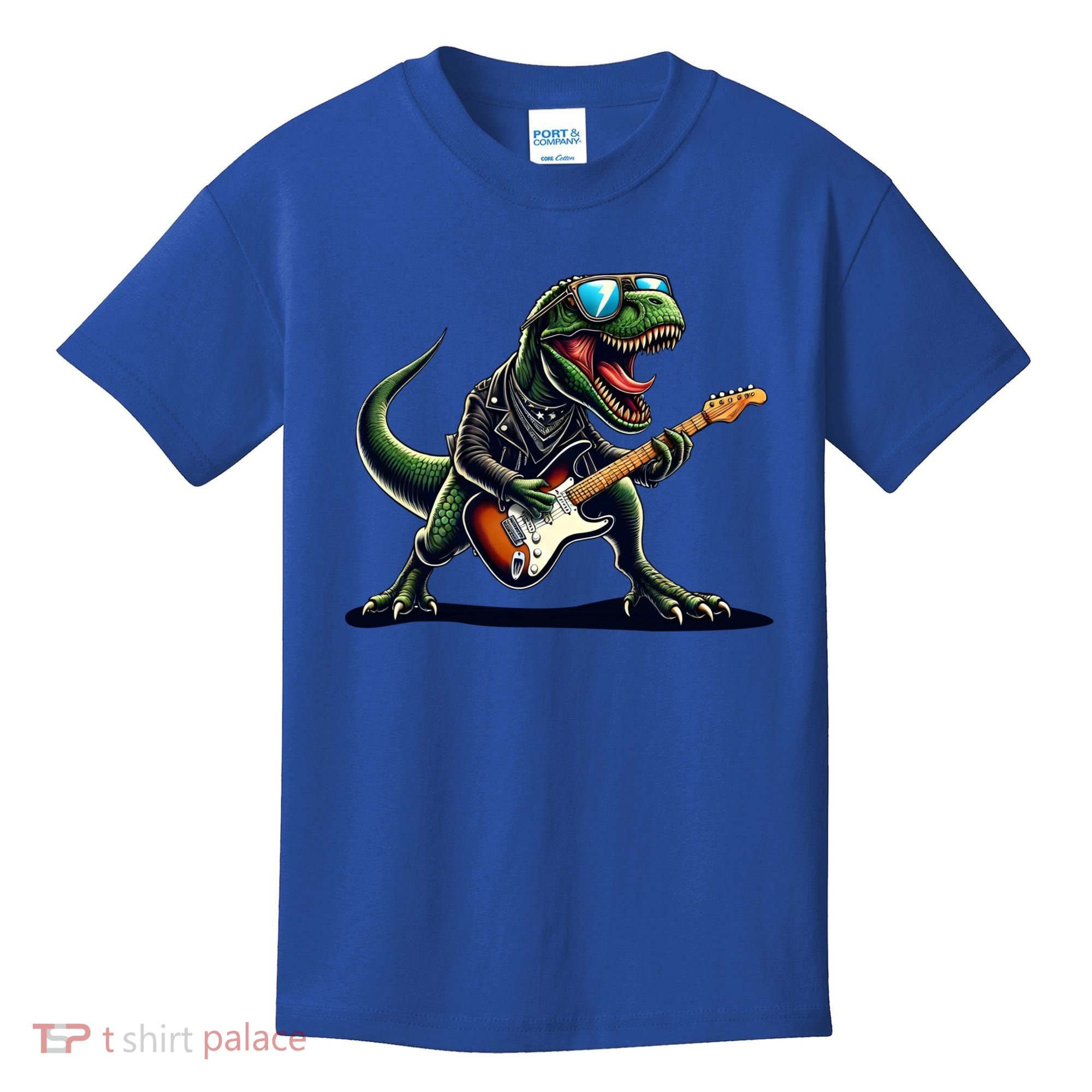 Punk Dinosaur RockN Roll Goth Dino Funny Guitar Band Great Gift Kids T-Shirt
