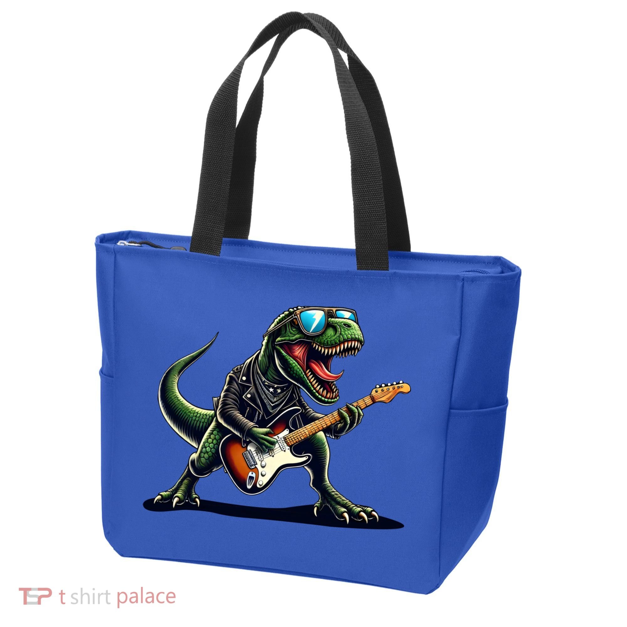 Punk Dinosaur RockN Roll Goth Dino Funny Guitar Band Great Gift Tote Bag