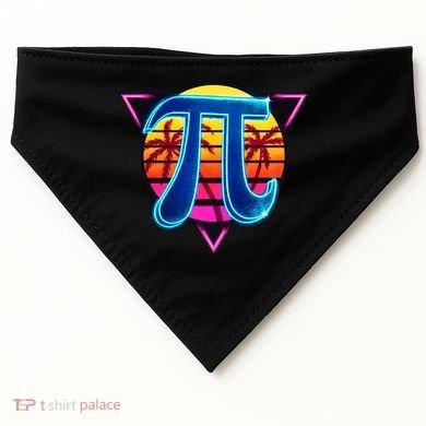Pi Day Retro Tropical Logo USA-Made Doggie Bandana