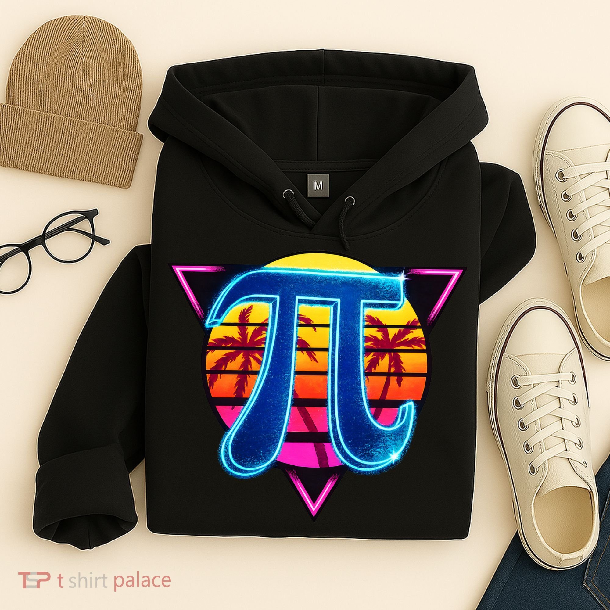 Pi Day Retro Tropical Logo Hoodie