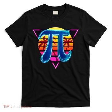 Pi Day Retro Tropical Logo T-Shirt
