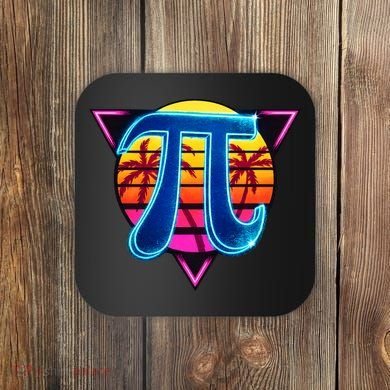 Pi Day Retro Tropical Logo Coaster
