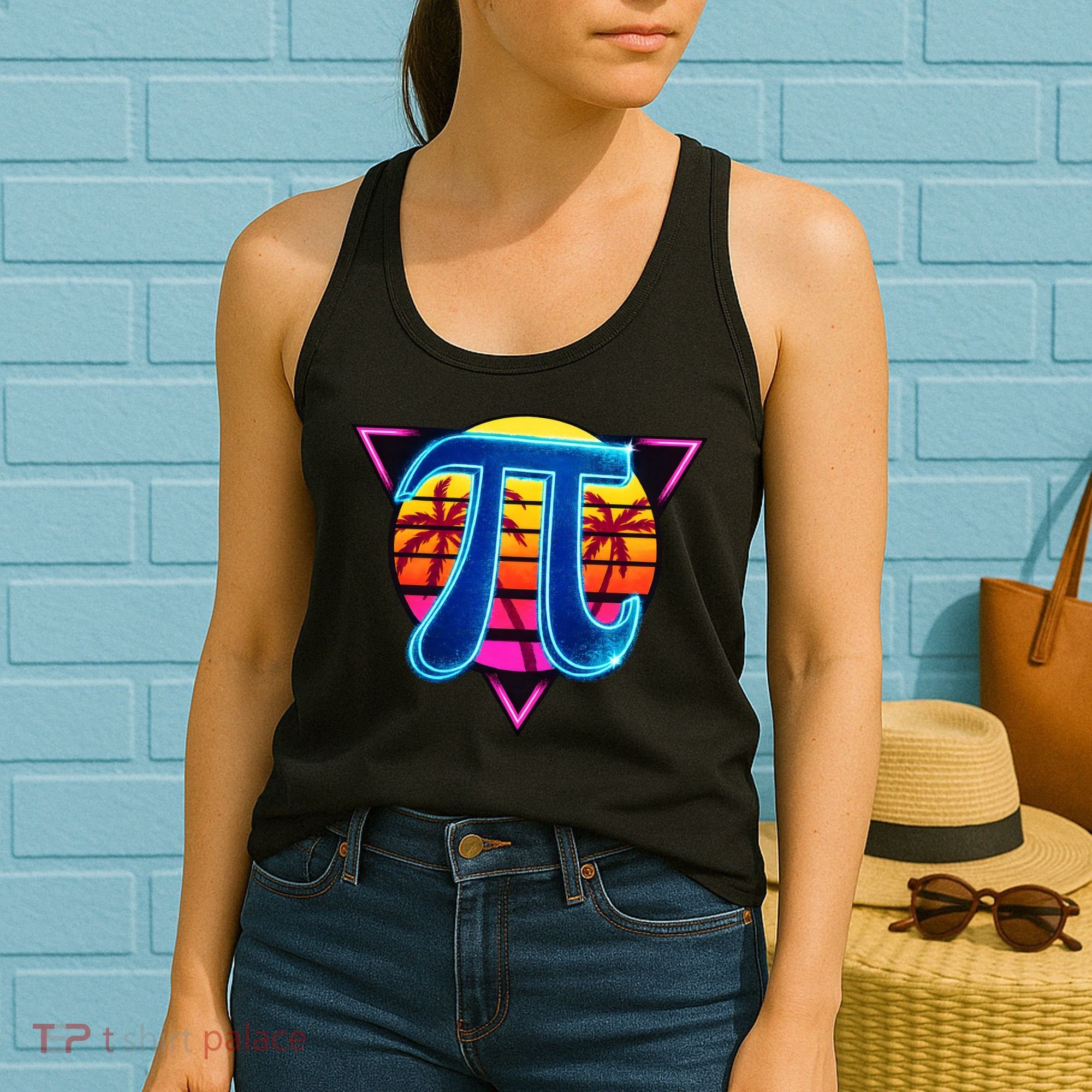 Pi Day Retro Tropical Logo Women's Tank Top