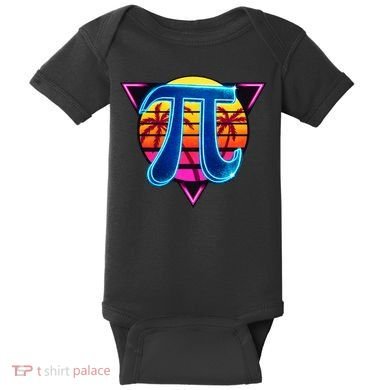 Pi Day Retro Tropical Logo Baby Bodysuit