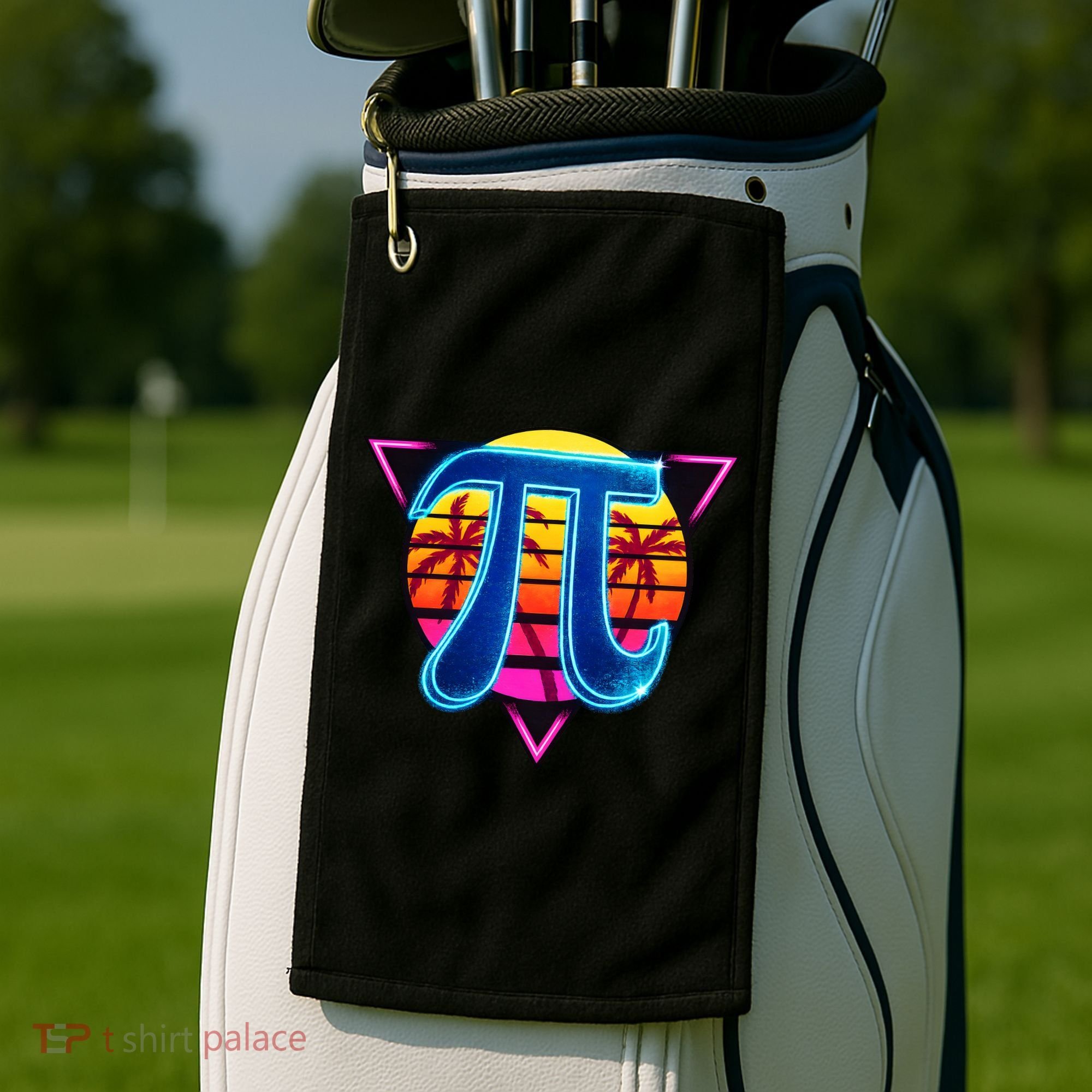 Pi Day Retro Tropical Logo Golf Towel