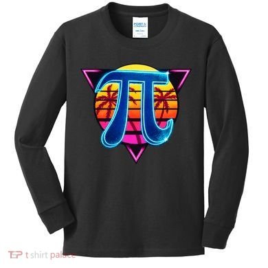 Pi Day Retro Tropical Logo Kids Long Sleeve Shirt