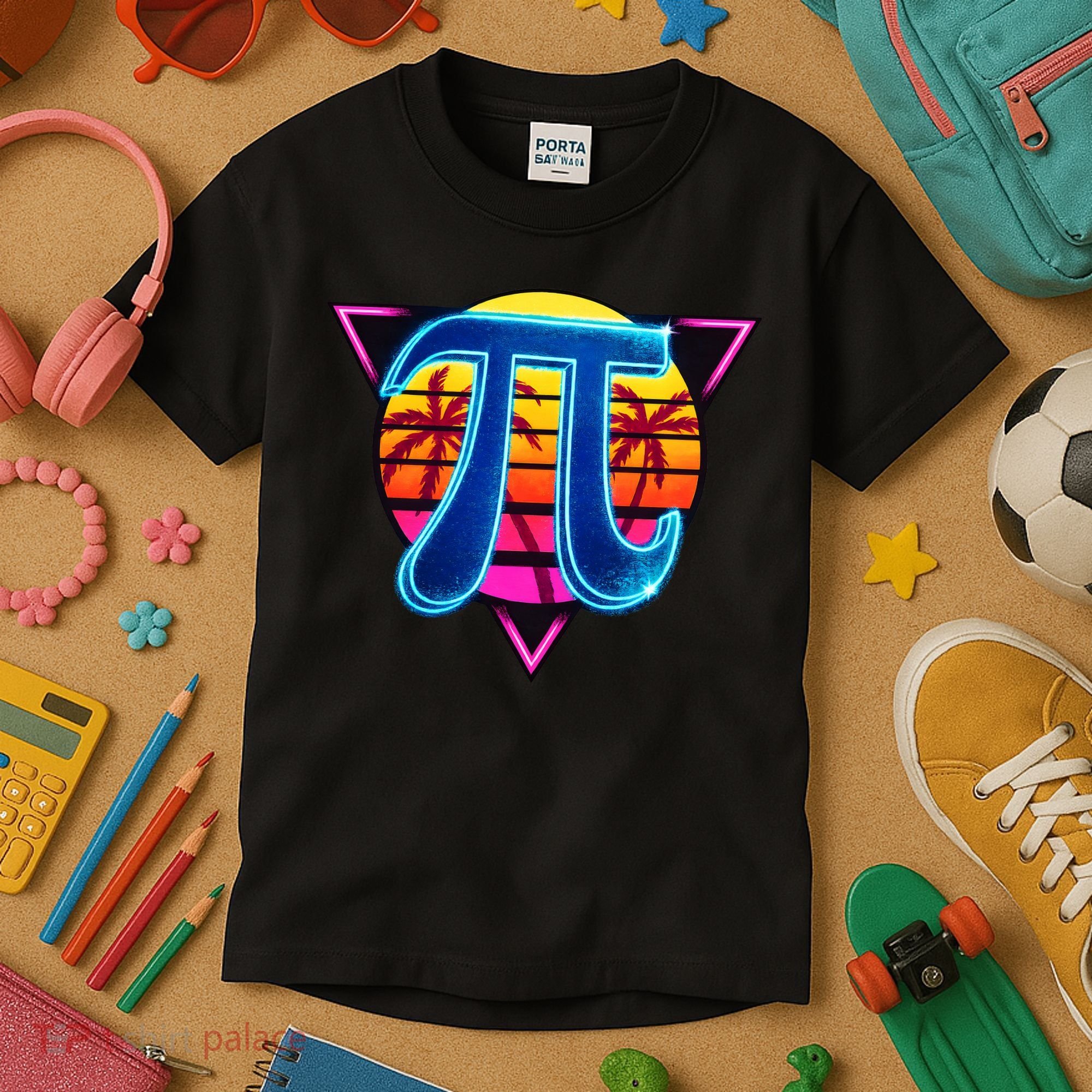Pi Day Retro Tropical Logo Kids T-Shirt