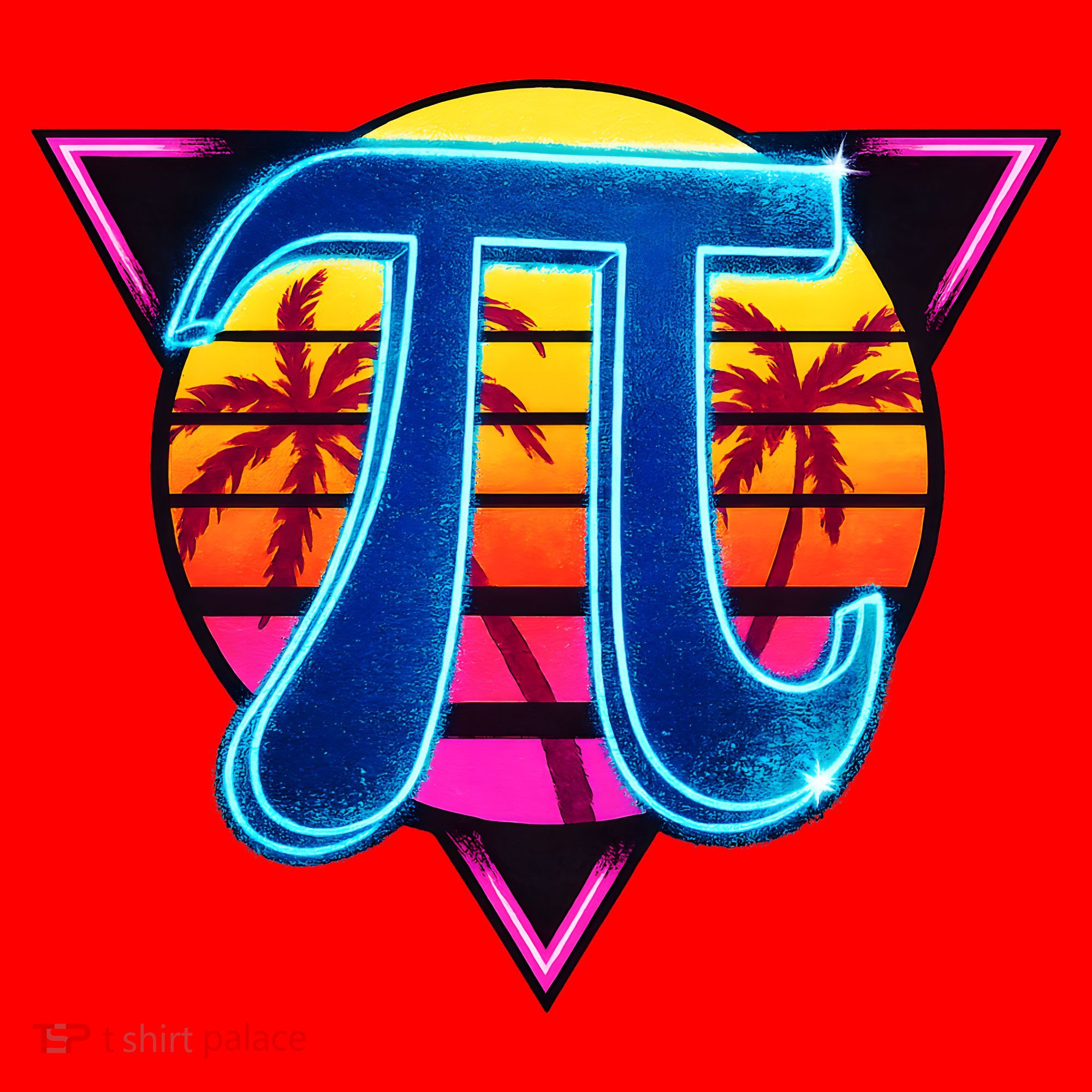 Pi Day Retro Tropical Logo Santa Hat