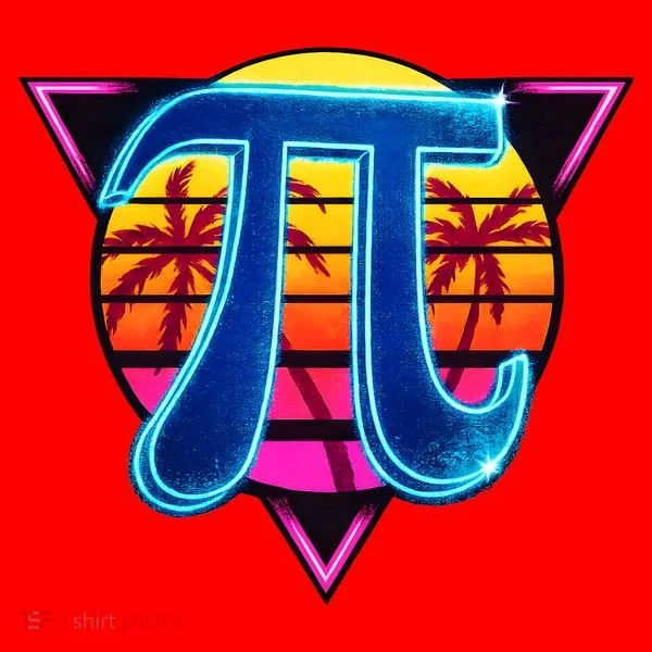 Pi Day Retro Tropical Logo Santa Hat