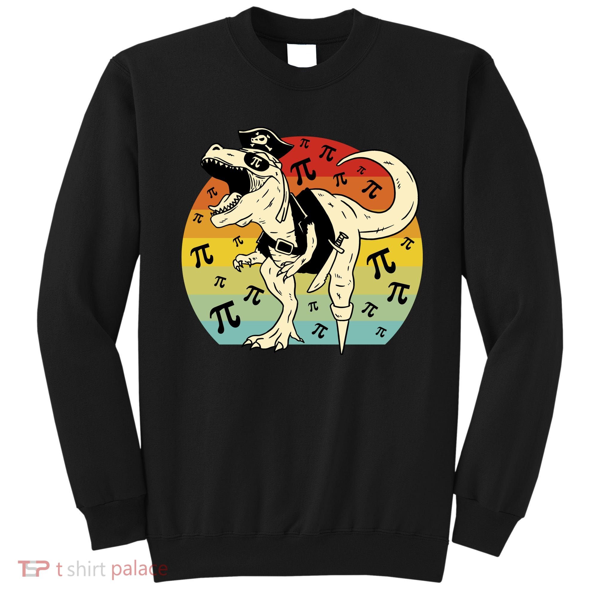 Pirate Dinosaur Retro Sunset Pi 3.14159 Sweatshirt
