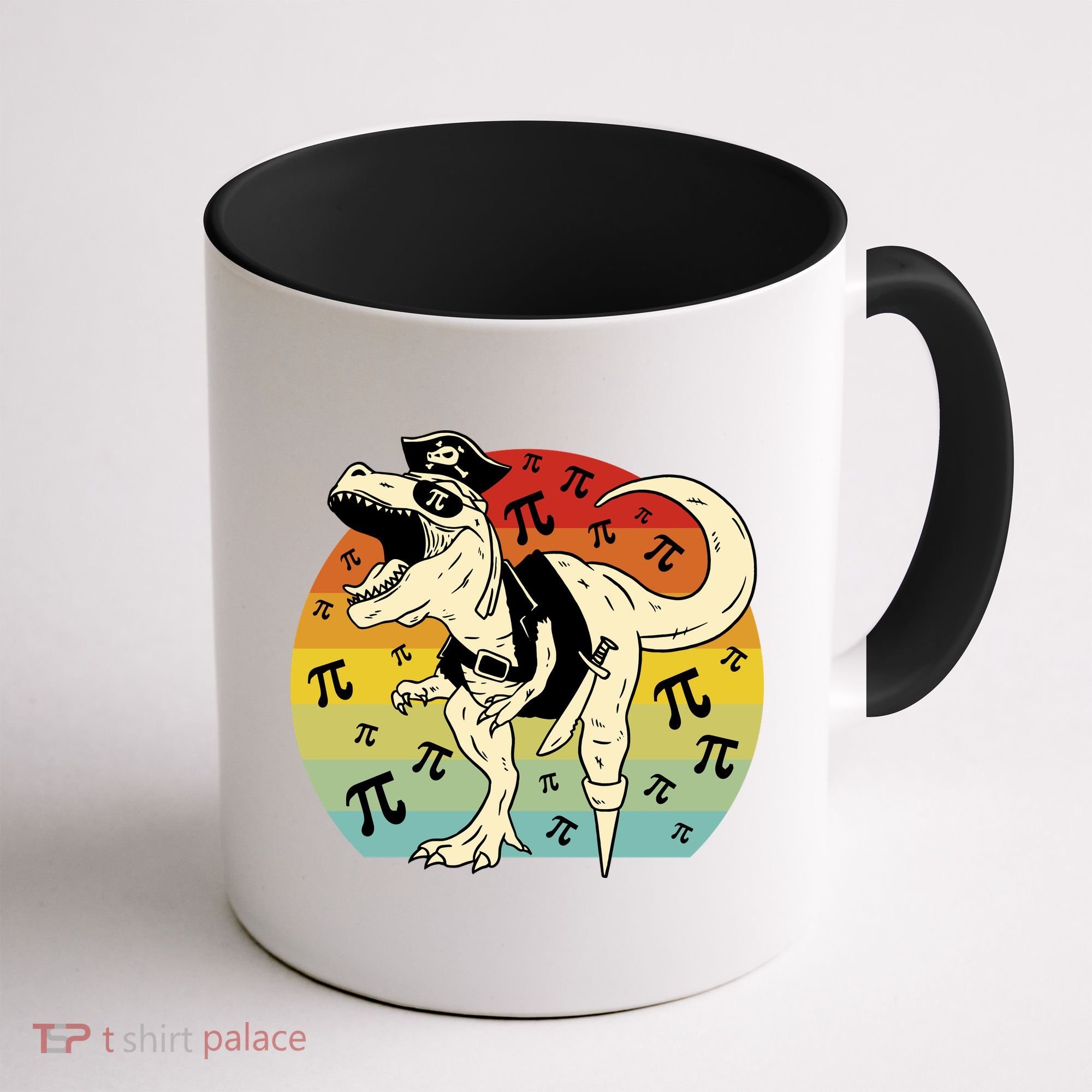 Pirate Dinosaur Retro Sunset Pi 3.14159 Coffee Mug