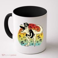 Pirate Dinosaur Retro Sunset Pi 3.14159 Coffee Mug thumb 0